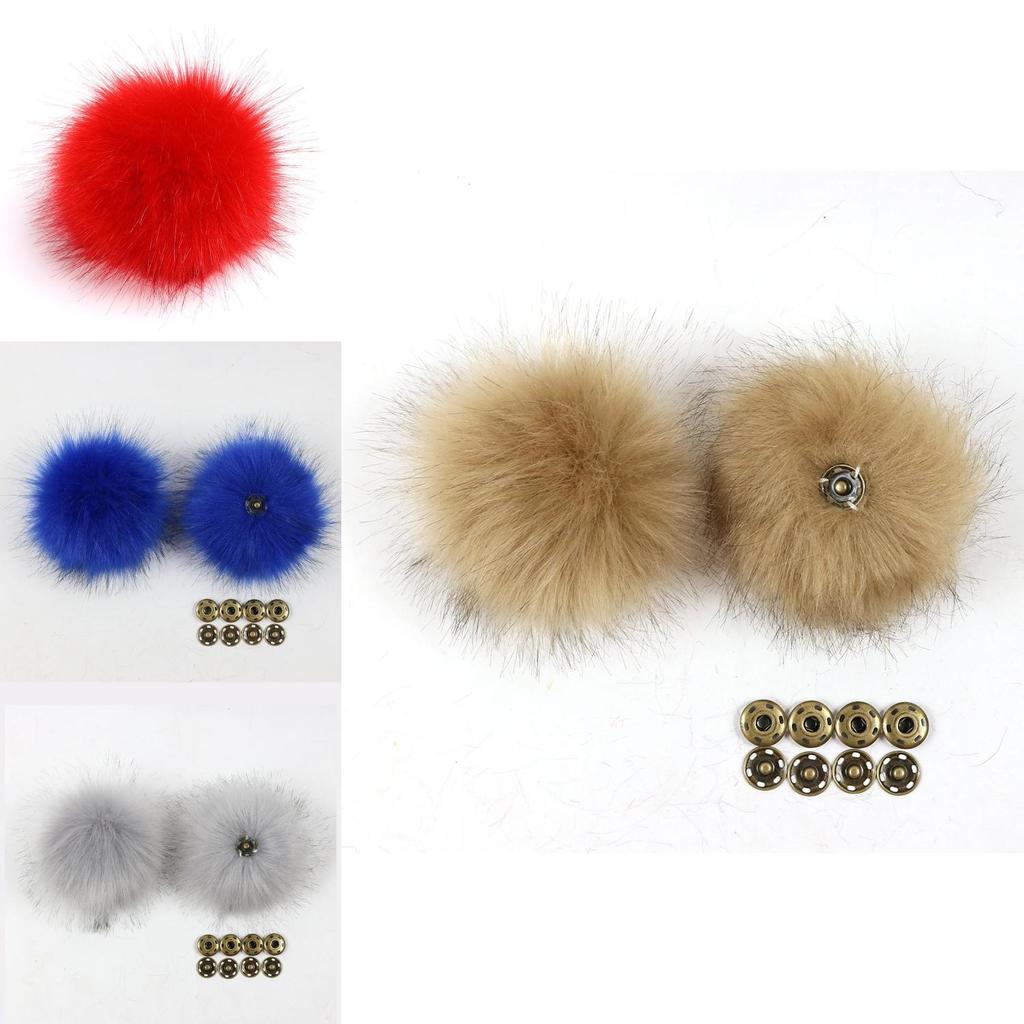 Luxurious Diy Women Faux Raccoon Fur Pom Poms Ball For Knitting Beanie Hats