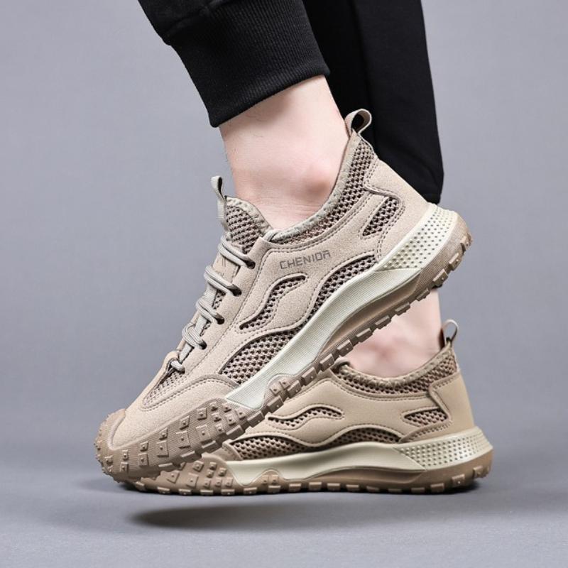 Summer Hollow Men's Casual Shoes New Mesh Breathable Hiking Shoes Outdoor Non-slip Wear-resistant Hiking Shoes Tenis Para Hombre