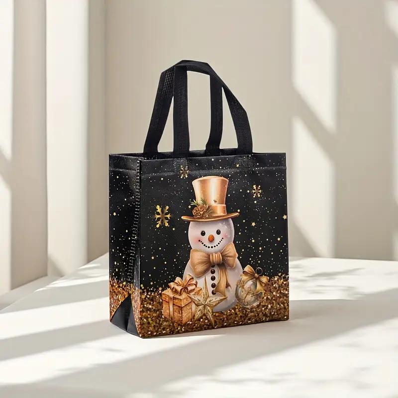 8/32pcs black Christmas gift bag with handle,party hand-held gift bag, party gift bag, shopping mall bag, holiday party gift bag