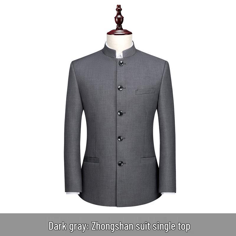 Men's Youth Slim Fit Zhongshan Suit Set - Chinese Stand Collar Wedding Formal Tang Suit