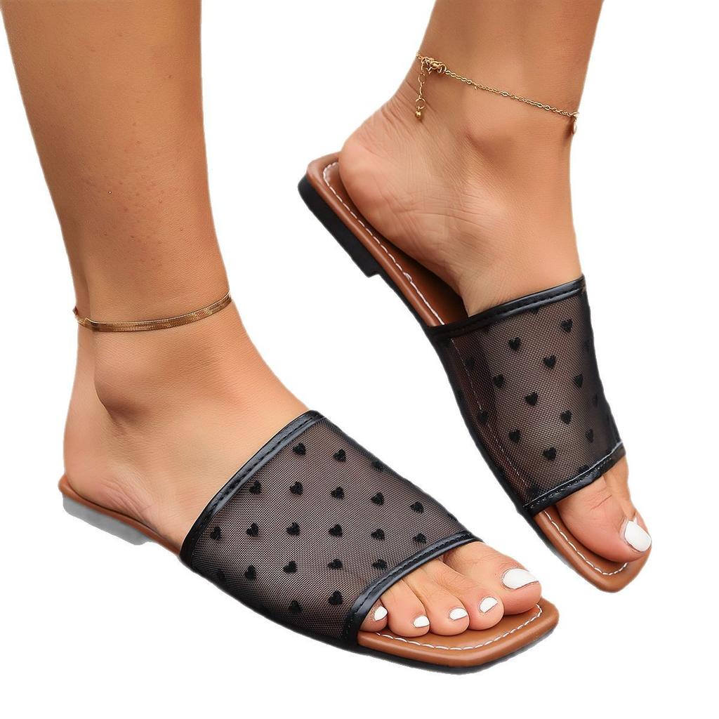 Flat Bottom One-word Cool Slippers Women's Summer Wear 2025 New Vacation Seaside Beach Shoes