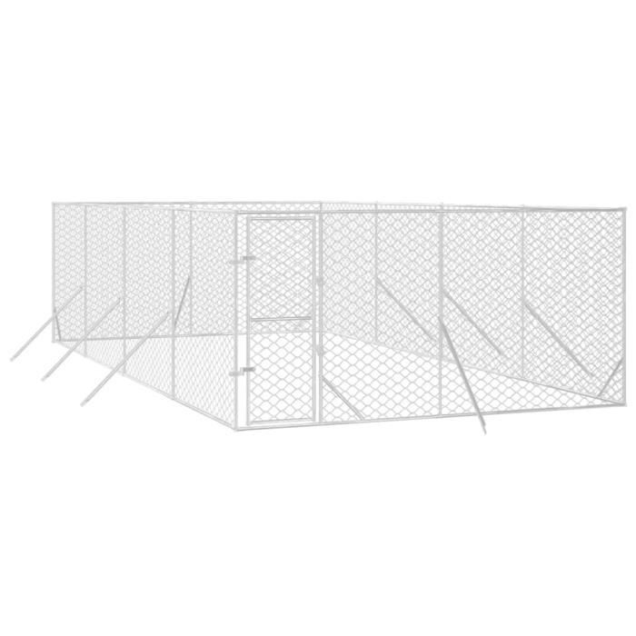 VidaXL Outdoor Dog Kennel Silver 4x8x2 M Galvanized Steel 3190456