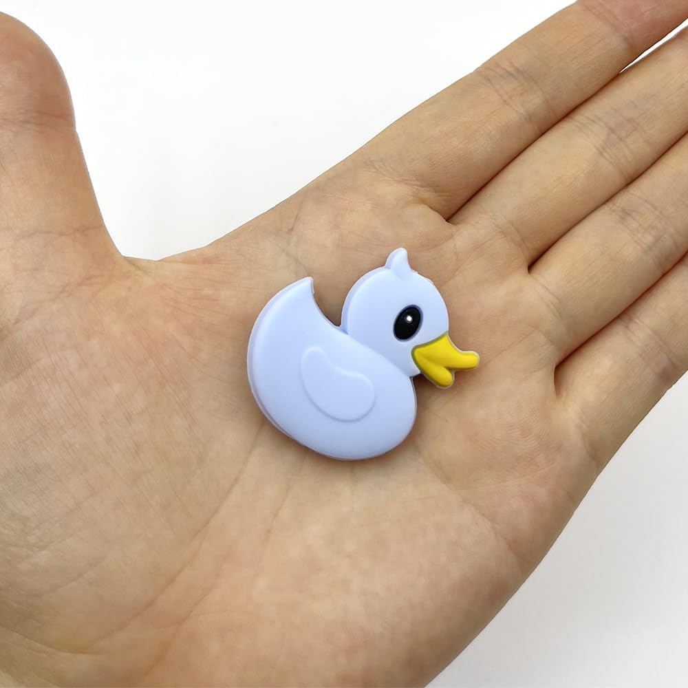 10Pcs Duck Beads Cartoon Animal Beads Colorful Duck Shaped Beads Focal Beads for Pen Flat Loose Spacer Beads for Keychain Making Jewelry DIY