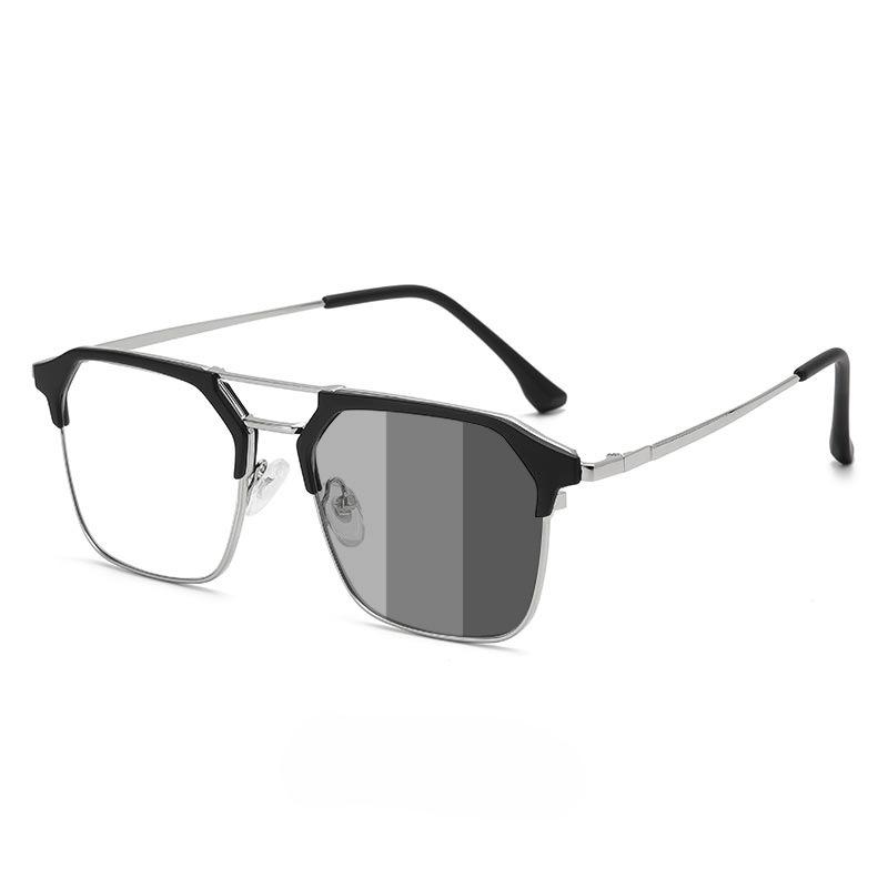 

Модные двухлучевые очки в оправе для бровей, мужские универсальные круглые очки для изменения лица, фотохромные очки с защитой от синего луча, обесцвечивание близорукости +400