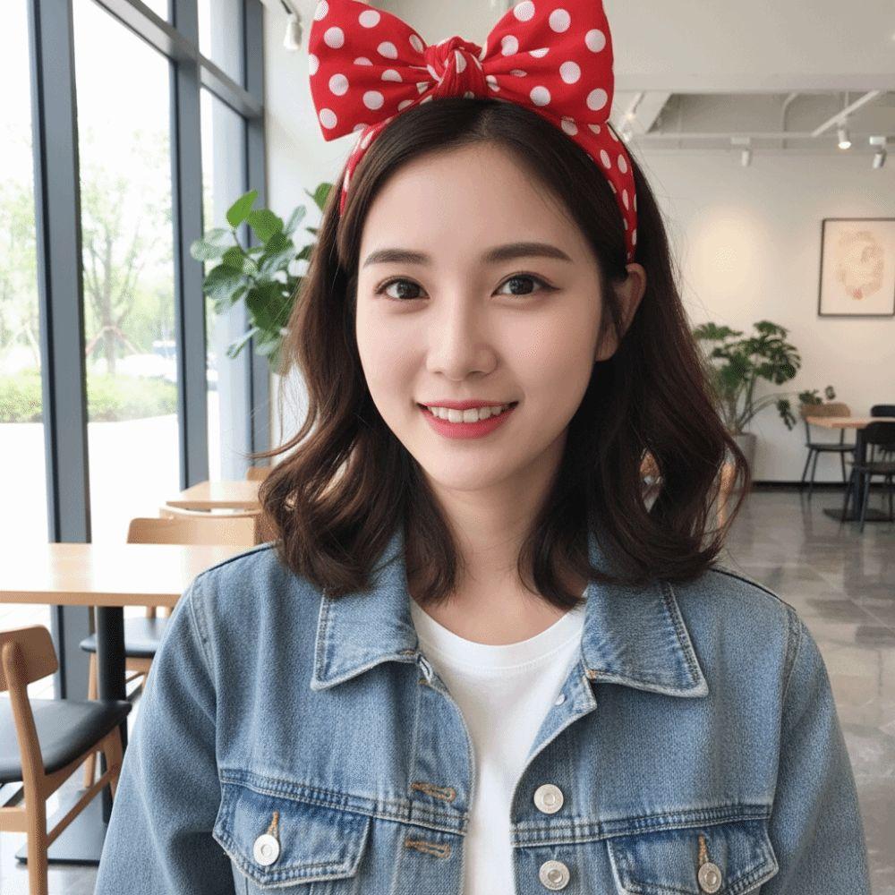 Dot Point Bowknot Hairband Wide Hair Hoop Trend Headband  Women's