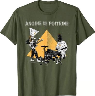 חולצת טי וינטג' עם הדפס 'Angine de Poitrine Band Music'