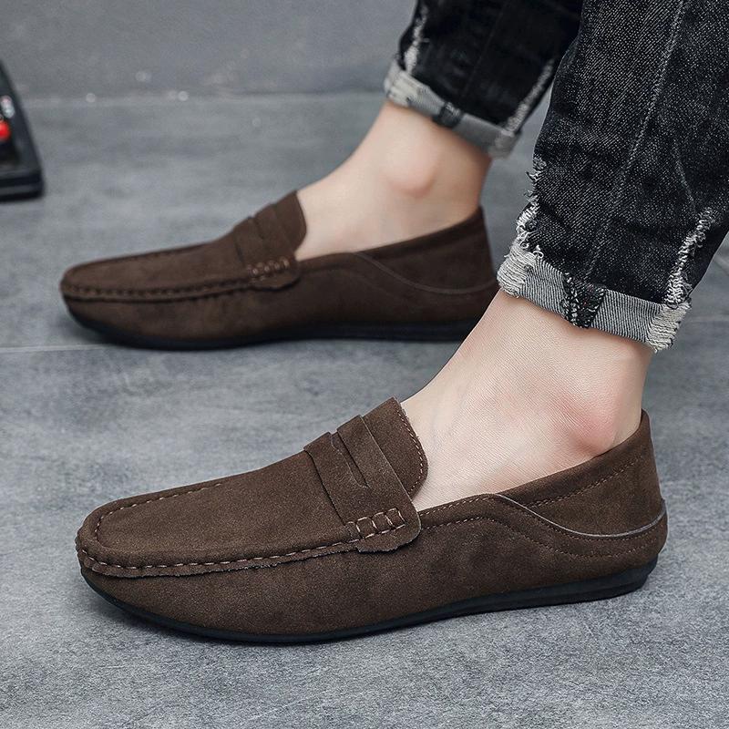 New Spring Autumn Men'S Single Shoes Trendy Suede One Step Lazy Shoes Matte Spirit Young Men'S Casual Leather Shoes