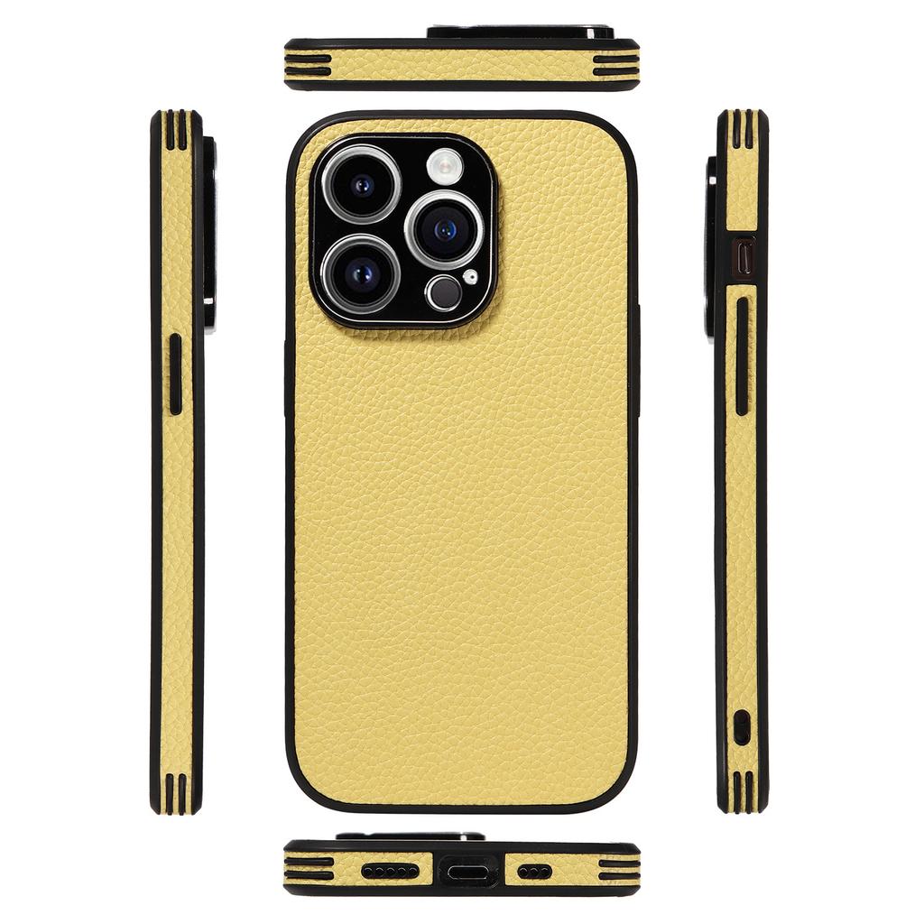 Suitable for iPhone15 Mobile Phone Case 13Pro Lychee Pattern All-inclusive Anti-drop Protective Case Apple 12 Solid Color Leather Case