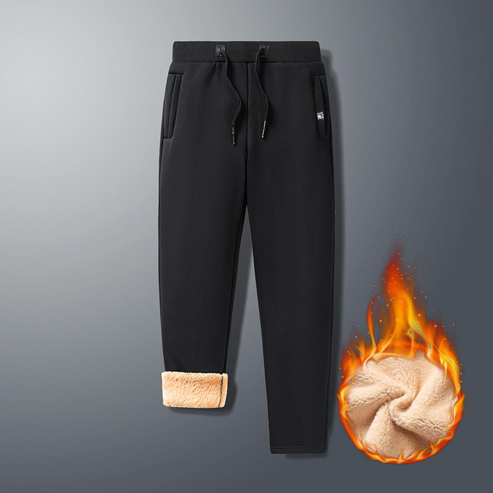Winter Pants Men Fleece Lined Thick Warm Jogger Pants Men Fashion Clothing Bottoms Drawstring Running Pants Men
