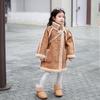 Big Girls' Faux Fur Long Woolen Coat - 2025 Autumn/Winter Style with Fleece