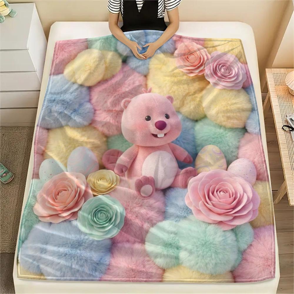 1Pc Loopy Print Flannel Blanket, High Quality Comfortable for All Seasons, Home Decor, Warmth and Comfort, Perfect for Christmas Gifts
