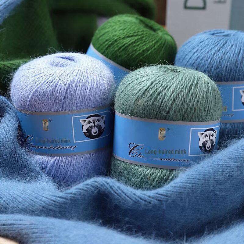 Fire moale de cașmir țesute manual pentru pălării și șaluri, fire de lână de nurcă cu păr lung, de grosime medie, pentru croșetat