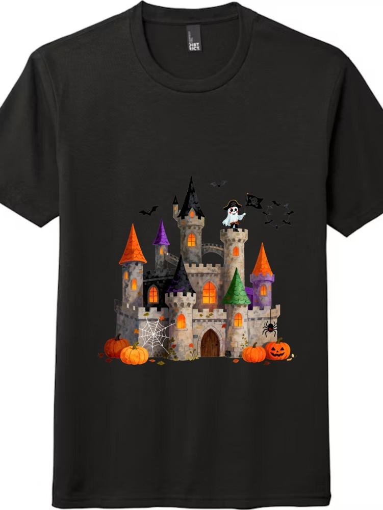 Halloween Castle and Ghost Pirate T - Shirt
