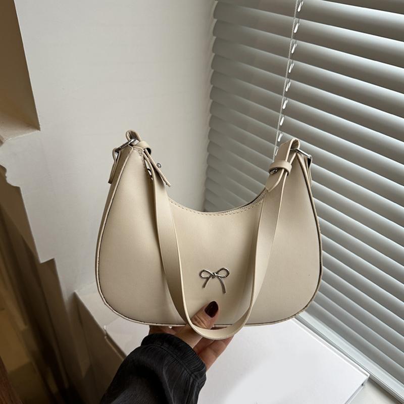 Crescent Schultertasche PU Leder Hobo Handtasche Niedliche Schleife Tragetasche Geldbörsen Unterarmtasche für Frauen Mädchen CLE