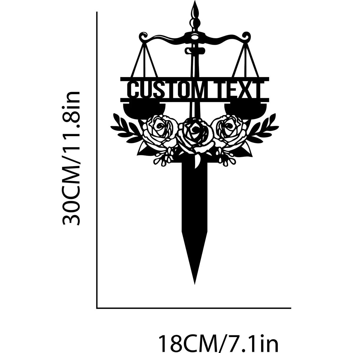 

Lawyer Memorial Metal Stake Justice Scales Grave Garden Sign