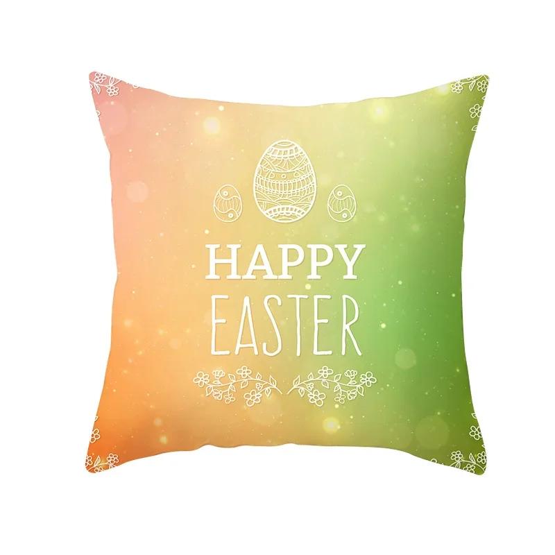 Home Decoration Radio Day Happy Easter Rabbit Printing Polyester Pillow Pillow Cushion Cushion Cushion Funda De Almohada