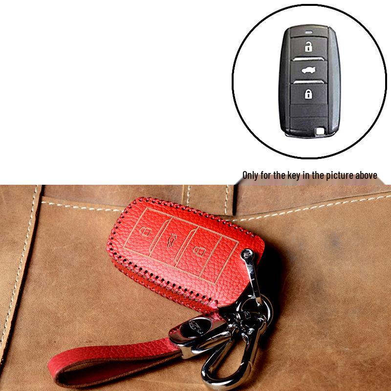 Smart Cowhide Key Case for Landwind X7/X5 with One-Key Start - Universal Snap Button Design for Men and Women