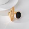 European & American Style Black Agate & Smoky Quartz Gold-Plated Ring – High-End Design with Versatile Elegance