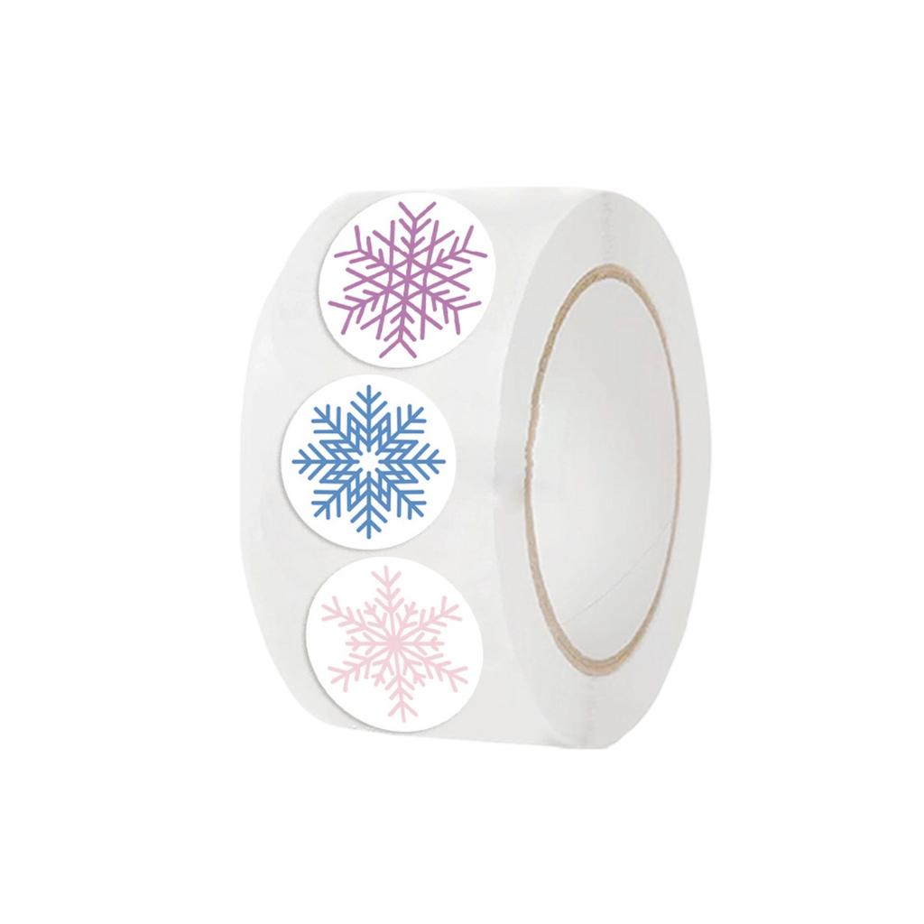 Christmas Snowflake Envelope Stickers - 500 Count Decorative Roll for Journaling, Scrapbooking and Mail