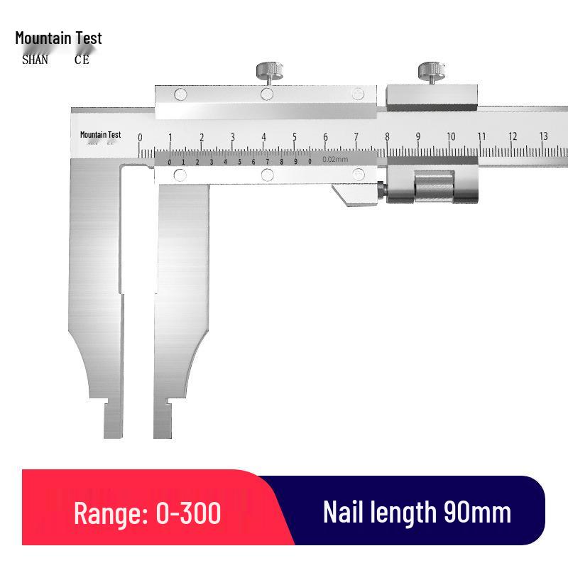Mountain Measurement High-Precision Vernier Caliper, 300mm Range, Stainless Steel, Extended Double-Edged Jaws