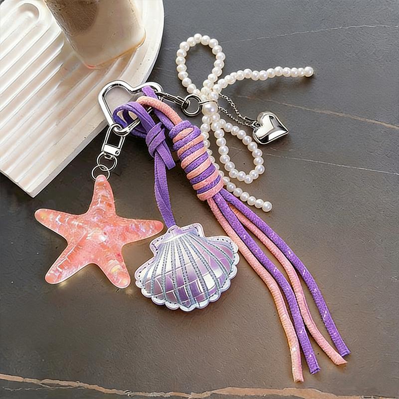 Bag Charm Starfish Bag Pendant Cute Leather Shell Decorative Fashion Braided Rope Bag Gift All-purpose Accessory