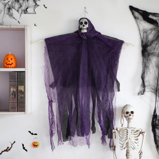 Halloweenská závěsná dekorace lebky ducha venkovní strašidelná ponurá smrtka děsivý létající kostlivec duch pro verandu dvůr zahradu stromová dekorace