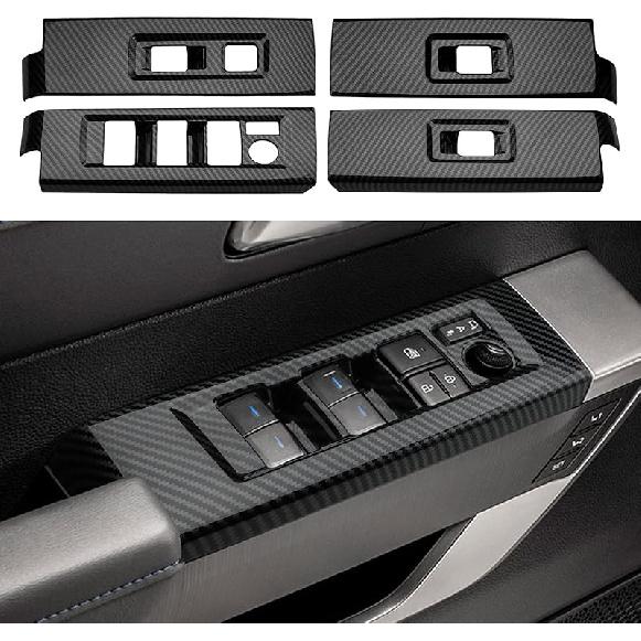 INTGET 2PCS Steering Wheel Cover for 2022 2023 2024 Toyota Tundra Accessories Carbon Fiber Steering Wheel Protector Trim Interior for Toyota Sequoia