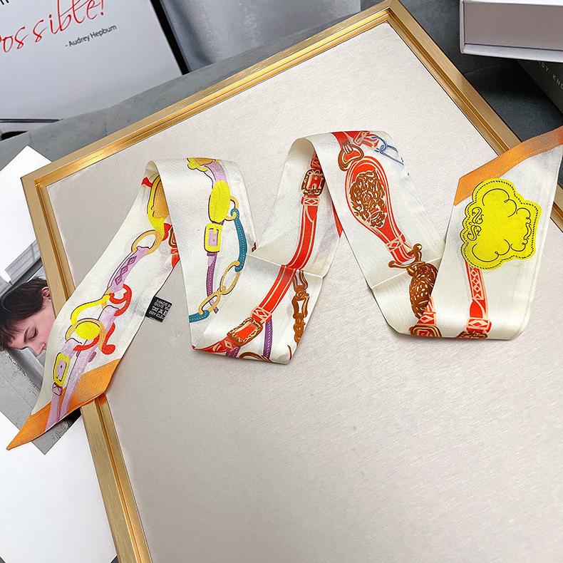 

Разноцветный галстук для сумки из шелковой саржи Mulberry: Двухслойный шарф и повязка на голову