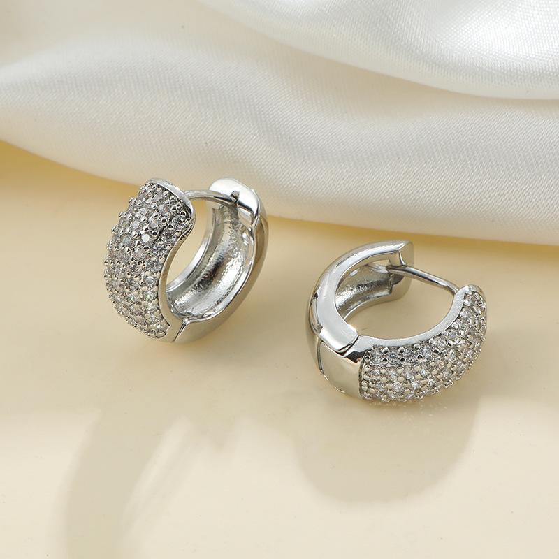 Huazi Style Zircon Stud Earrings for Women - Gold-Plated, Non-Fading Luxury Jewelry