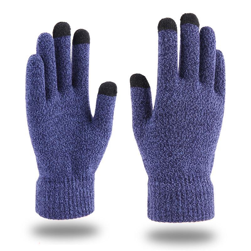 Men's Touchscreen Wool Gloves - Double-Layered, Velvet-Lined, and Warm for Autumn/Winter