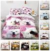 Cute Pet Bedding Supplies 3D Printing Animal Bedding Supplies Cute Pet Quilt and Pillow Covers 2/3 Pieces Soft Machine Washable Home Decoration