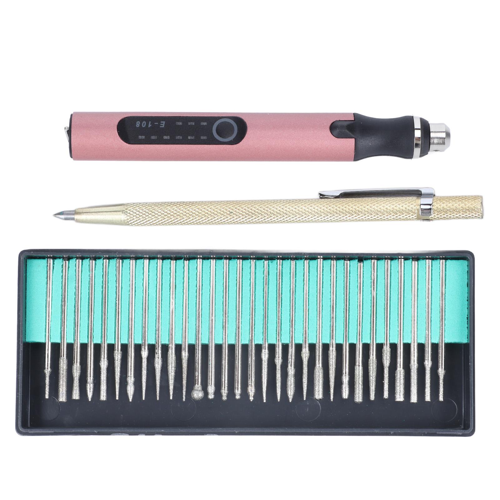 

Акумуляторна електрична ручка для гравіювання DIY 3,6 В 8 Вт 3 рівні швидкості Портативна USB-акумуляторна ручка для гравіювання рожевий колір золота