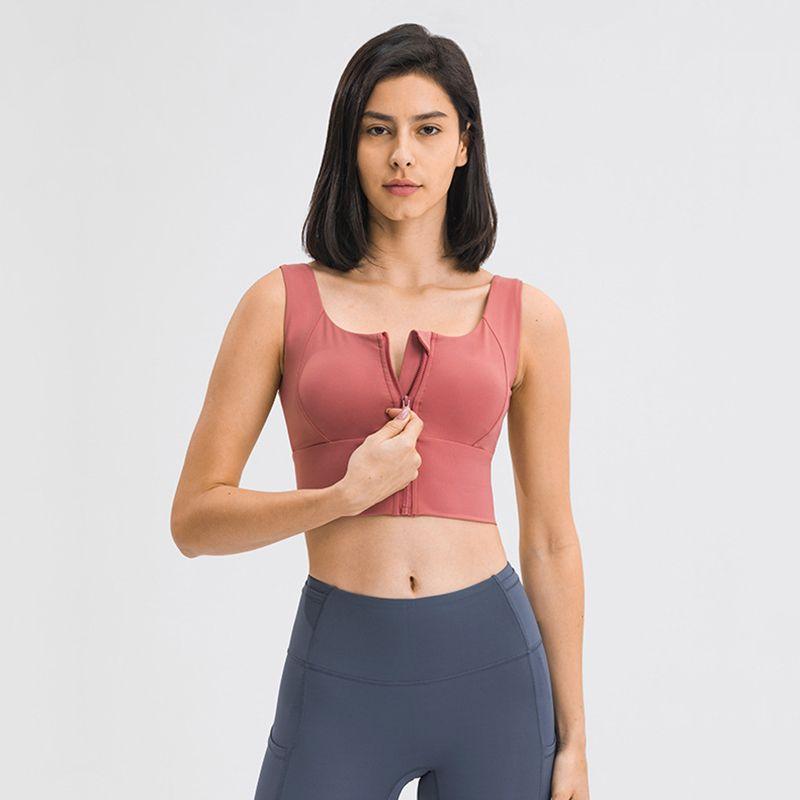 Original Quick-Drying Yoga Vest Women's Chest Pad Outwear Front Zipper Sports Intimates High Strength Running Workout Bra