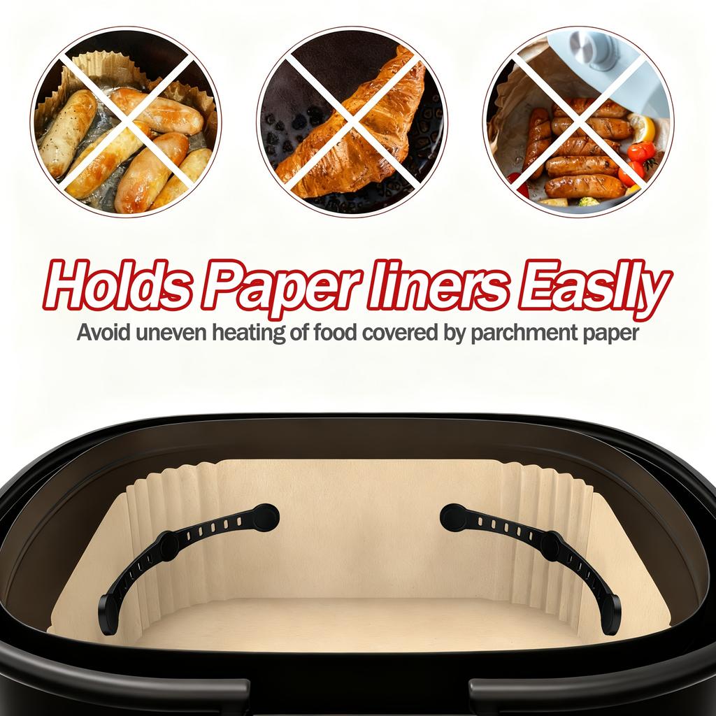 2/4 STÜCK Heißluftfritteuse Magnet Silikonschnalle zum Fixieren von Heißluftfritteusen Pergamentpapier-Einlagen Verhindert das Verbrennen der Papierdichtung