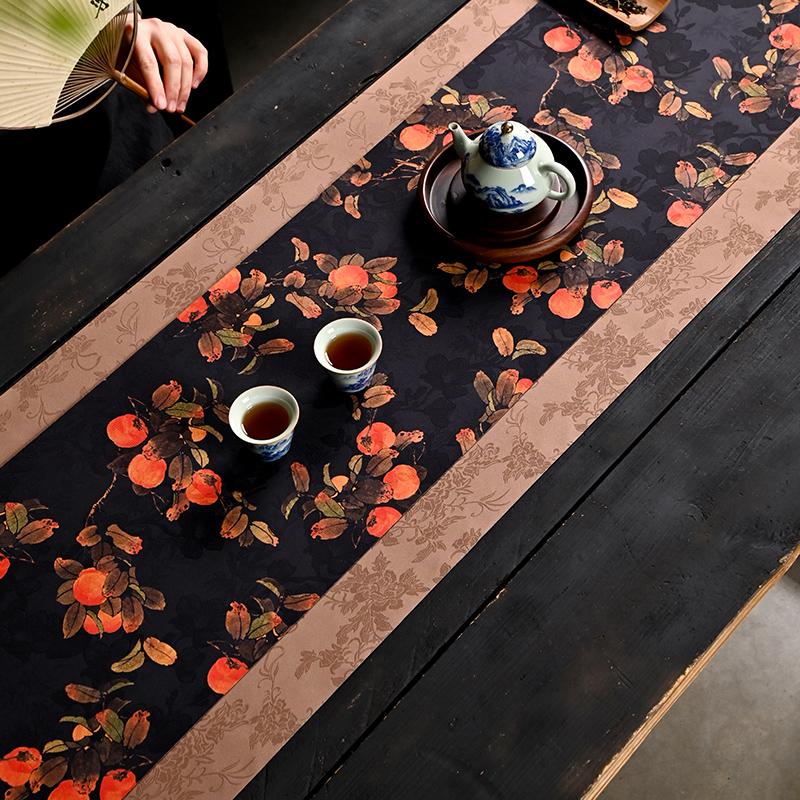 Tea Mat Waterproof and Non-slip Tea Mat Light Luxury High-end Handmade Zen Table Flag New Chinese Table Fabric Tea Flag