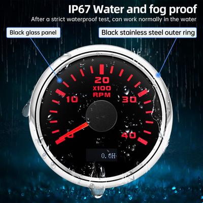52mm Tachometer 3000/4000/6000/7000/8000 RPM Tacho Meter With Hourmeter For Marine Boat Car Tachometer Red Backlight 12V 24V