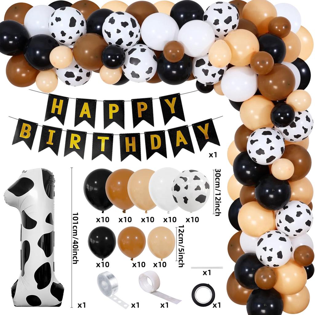Farm Theme Balloon Wreath Set Birthday Party Flag Cow Digital Balloon Chain Set Arrangement