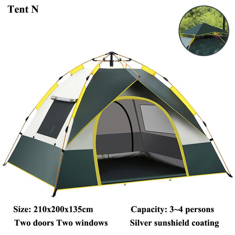 Tente de camping d'extérieur à ouverture automatique rapide, Protection solaire imperméable, Abri de pique-nique sans montage, Espace large pour la famille, Plage, Douce et confortable