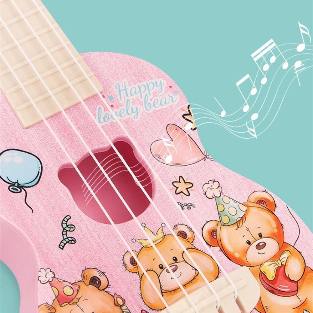 4 Strings Simulation Ukulele Toy Adjustable String Knob Small Guitar Toy  Children Toys