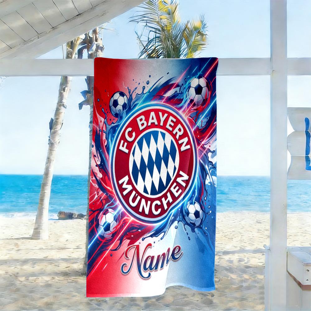 Bayern Munich Fan Gear Customize Text Beach Towel Soft Durable Quick-Dry Suitable for Swimming Gym Camping Yoga Vacation