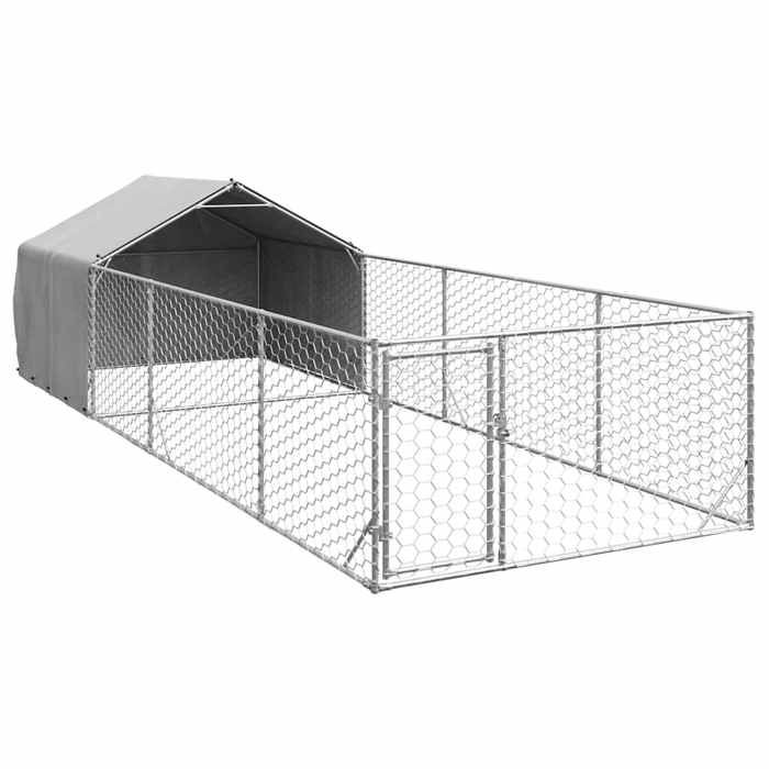 VidaXL Niche d'extérieur pour chien enclos 6x2x1,5 m acier galvanisé, cage de chien d'extérieur, grande cage de chien, niche 3329238