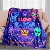 1PC Custom Name K-Pop Neon Celebration Blanket Versatile,all-season Throw Suitable for the Living Room,bedroom,camping,travel,and Gift