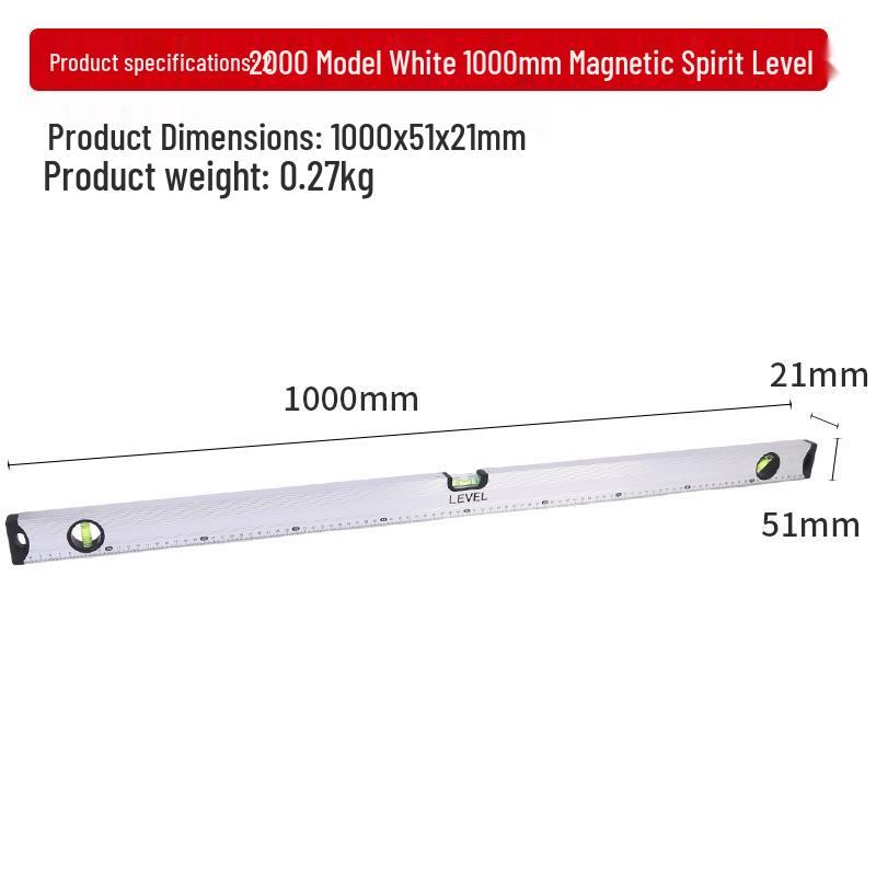 High-Precision Magnetic Spirit Level - Cast Aluminum, Strong Magnet, Multiple Specifications, Professional Measuring Tool for Home Use.