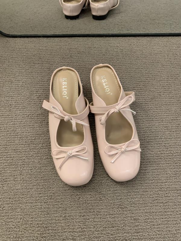 Fashion Female Shoes Cover Toe Ladies' Slippers Pink Slides Butterfly-Knot On A Wedge 2025 Rubber Soft Butterfly-knot Scandals Round