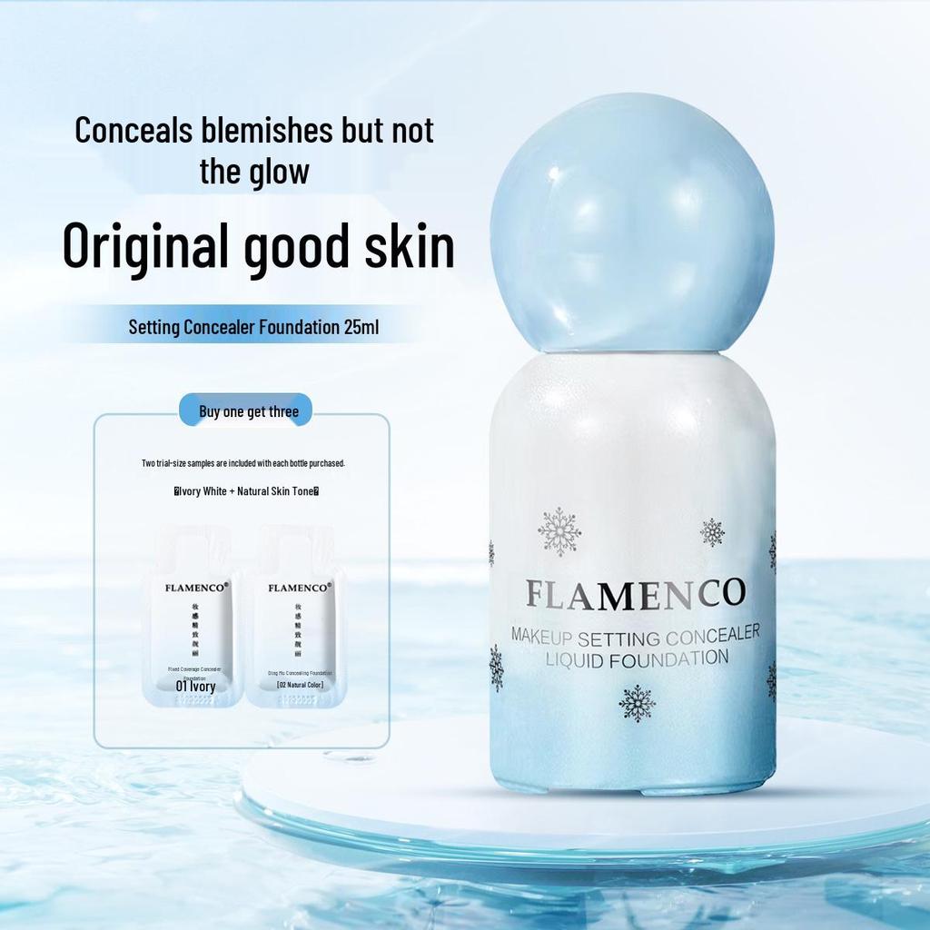 FLAMENCO Long-lasting Lightweight Foundation: Natural Brightening, Smudge-Free for Oily Skin