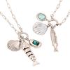 Stainless Steel Ocean Style Shell Pendant Necklace, Colorfast Clavicle Chain with Small Fish Shell Design