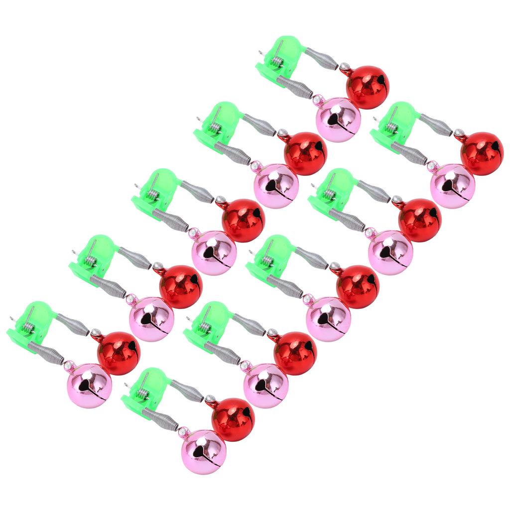 10 Pcs Fishing Rod Alarm Dual Alert Bells Fishing Bells Clips with 2 Holes of Different Sizes for Night Fishing
