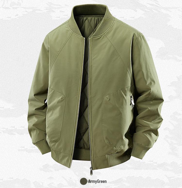 Men's Thickened Cotton Baseball Collar Jacket - Windproof American Workwear Style, Warm Autumn/Winter Outerwear