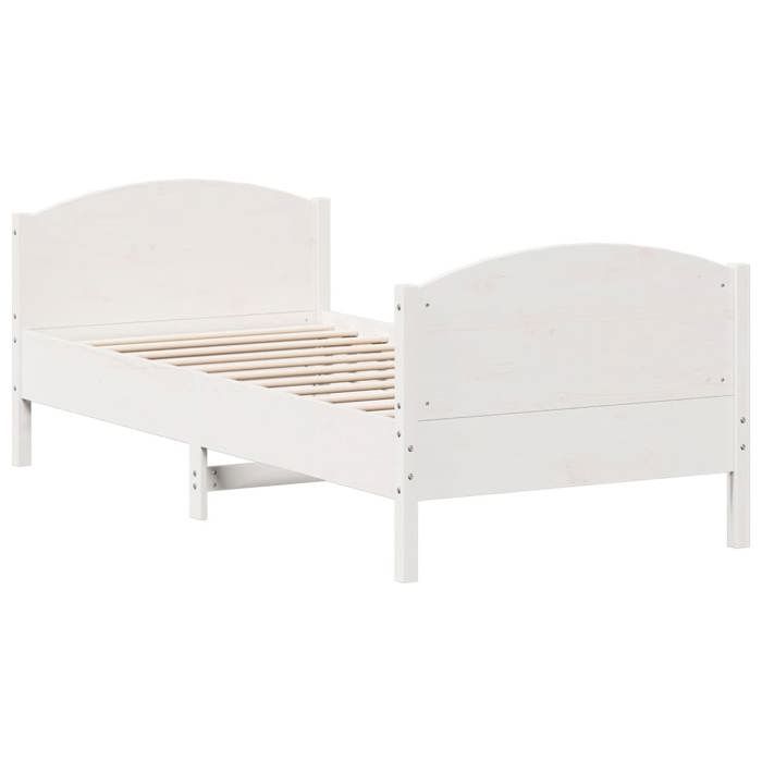 VidaXL Bed Frame with Headboard White 90x190cm Solid Pine Wood 842571