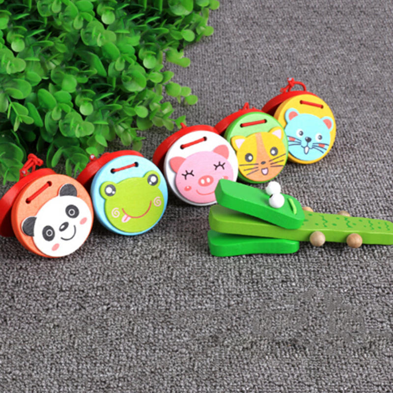 Preschool Early Castanets Toys Clapper Handle Musical Instrument Educational